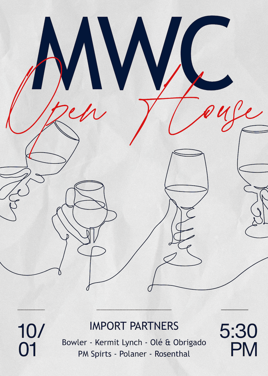 MWC Open House, Thursday October 1st, 5:30 PM. Taste like a member of the trade.
